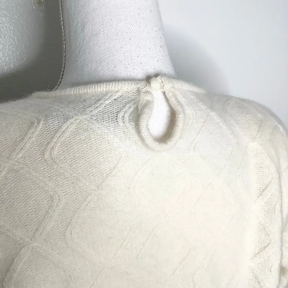 Marisa Christina Vintage Cream Sweater Textured Black Bow Beaded Large - Picture 7 of 12